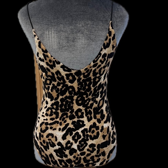 XS Leopard Print Super Soft Stretch Spaghetti Strap Bodysuit - Picture 2 of 5